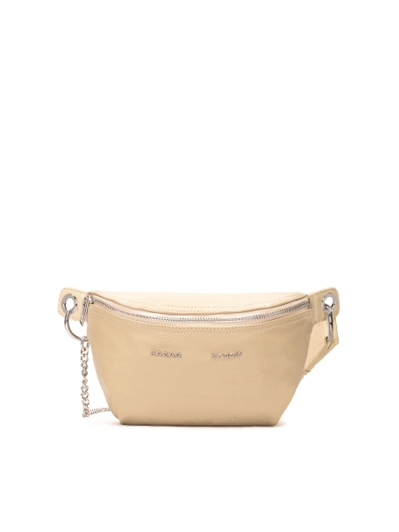 Sac à ceinture en cuir beige NOEL