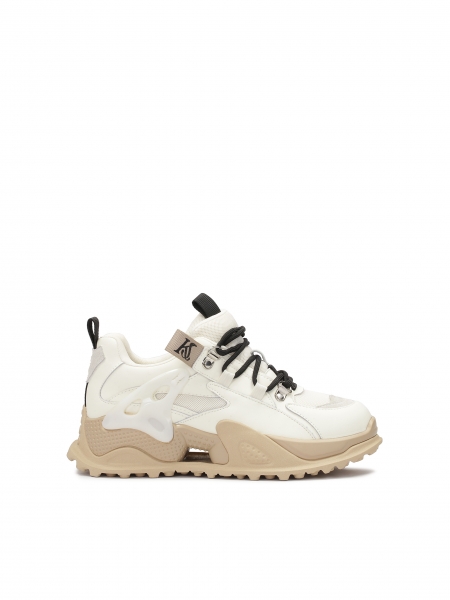 Baskets beiges en matériaux mixtes MAY