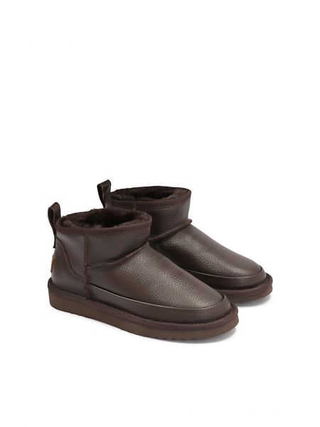 Bottes de neige en cuir pour dames, couleur marron foncé ZULA