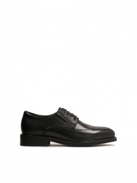 Chaussures derby noires pour hommes avec décoration de la rosette sur l'orteil AKSEL