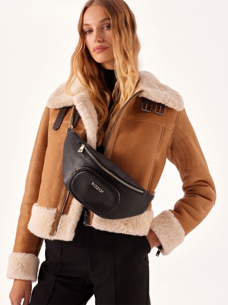 Sac de ceinture noir avec poche sur le devant TEIDE