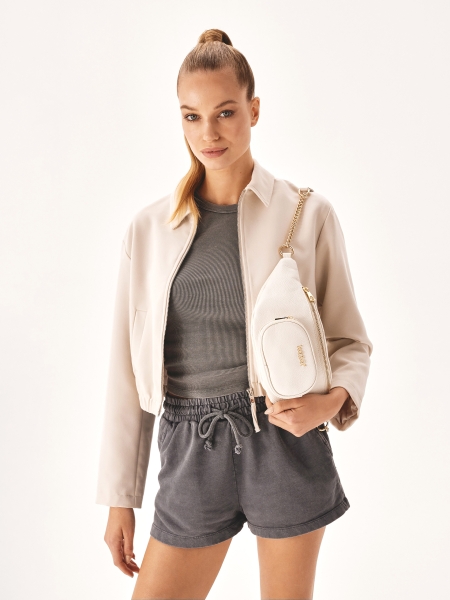 Sac à ceinture en cuir de couleur blanche TEIDE