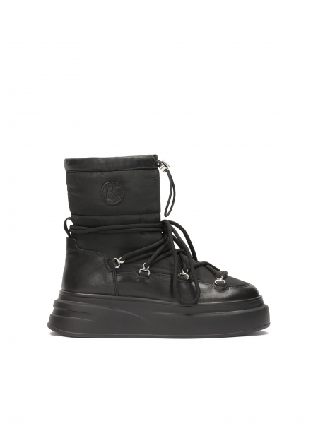 Bottes de neige noires avec fixation sur une semelle épaisse ARGENTA