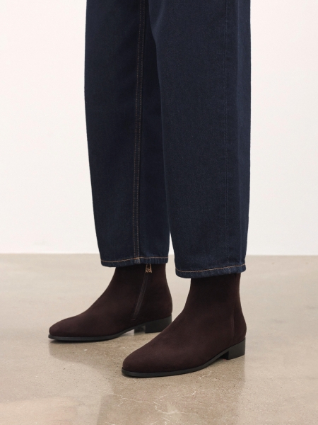 Bottes zippées en daim marron TALIA