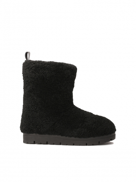 Bottes de neige noires en laine de mouton  KS IRIS