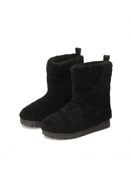 Bottes de neige noires en laine de mouton  KS IRIS