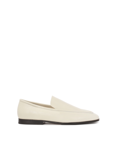 Mocassins en cuir blanc avec semelle noire CARMEN