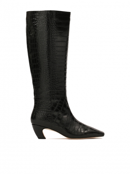 Bottes noires avec motif animalier à petits talons KS KESLEY