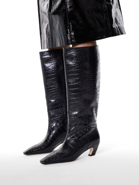 Bottes noires avec motif animalier à petits talons KS KESLEY