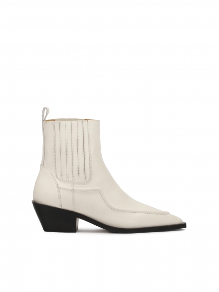 Bottes de cow-boy en cuir blanc cassées KS BLANCHE