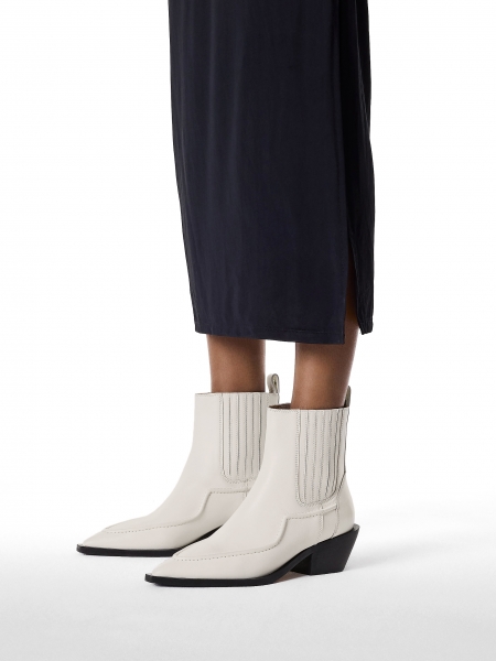 Bottes de cow-boy en cuir blanc cassées KS BLANCHE