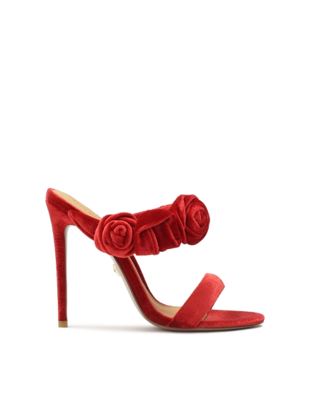 Mules rouges avec décoration tridimensionnelle JOSEFINE