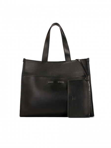 Grand sac fourre-tout noir avec pochette  KS HANNAH