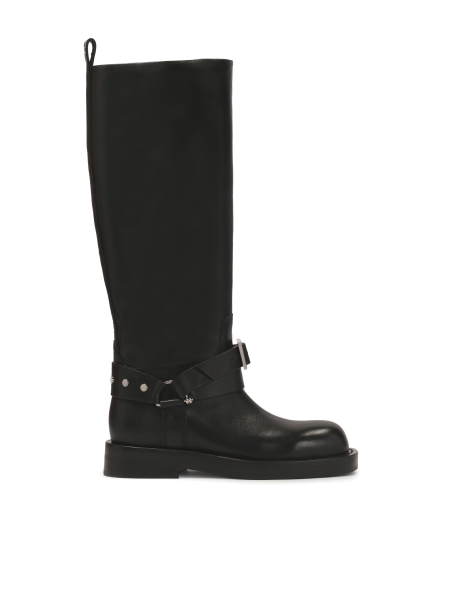 Bottes noires avec tige à enfiler sur une semelle plate KS LEVEN
