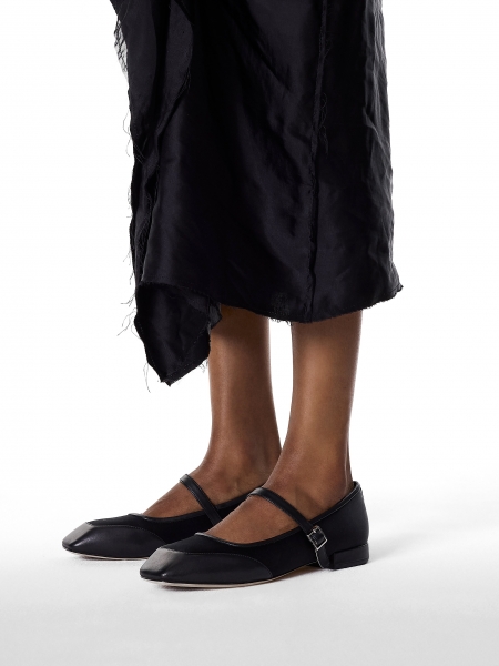Escarpins à talons plats Mary Jane noirs KS VEDIA