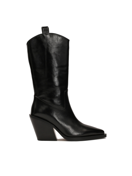 Bottes de cow-boy noires à tige arrondie KS COLETTE