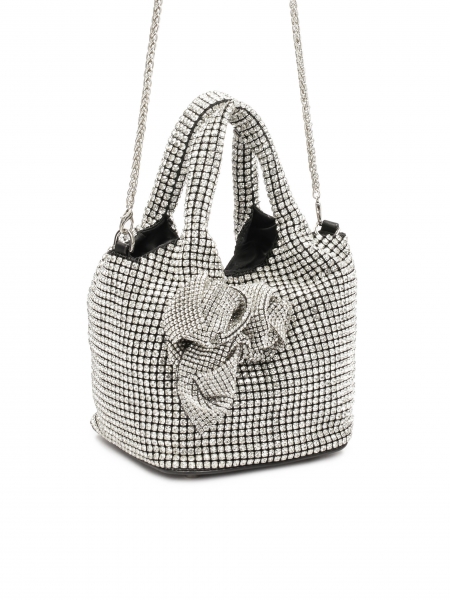 Sac à main brillant avec zircons et fleurs en 3D SHINE