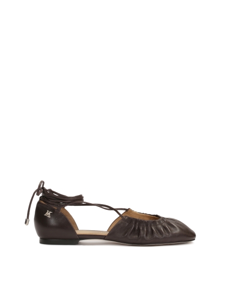 Ballerines marron foncé avec tige froissée frappante KS SOLEIL