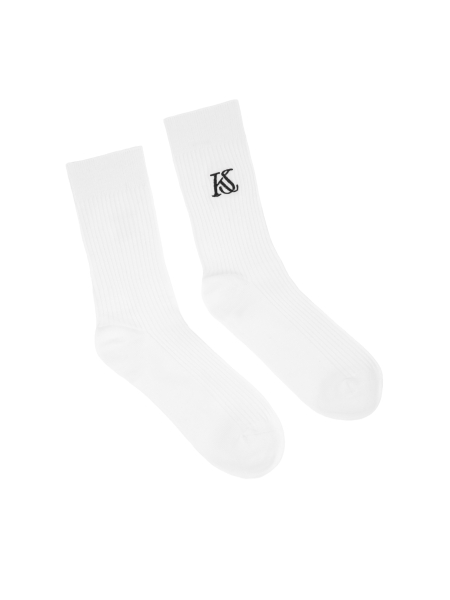 Chaussettes blanches côtelées avec logo KAZAR STUDIO KS FABIENNE