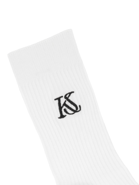 Chaussettes blanches côtelées avec logo KAZAR STUDIO KS FABIENNE