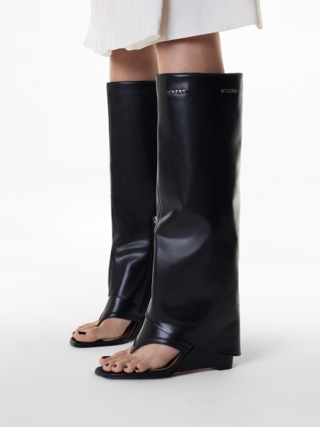 Sandales à semelle compensée et tige longue retroussée  KS EDITH