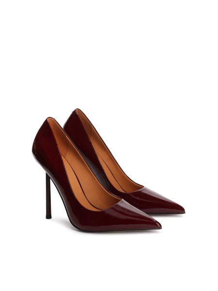 Escarpins en cuir verni marron EVELISSE