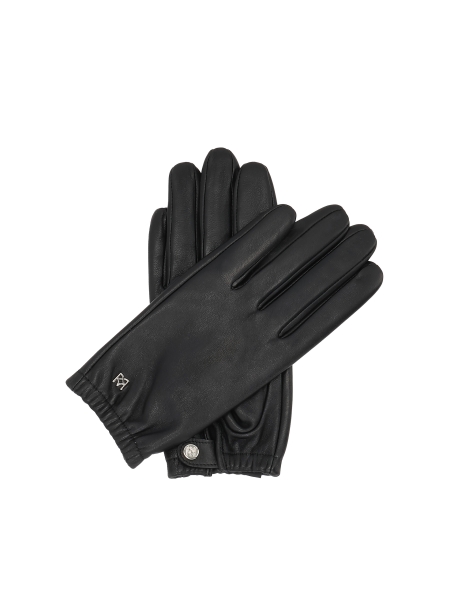 Gants en cuir noir pour femmes avec poignet élastique FIORELLA