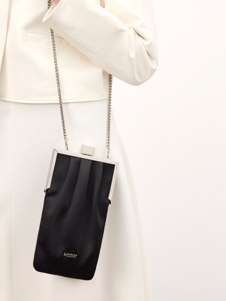 Sac à main de soirée en tissu noir AIMEE