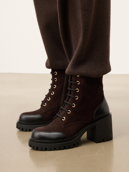 Bottes marron avec empiècements noirs ARLENE