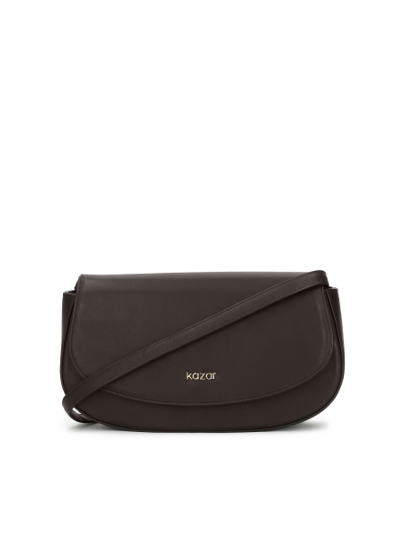 Sac à main rigide marron avec bandoulière NALYA