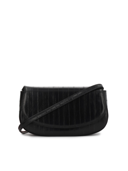 Sac à main rigide noir avec un motif unique NALYA