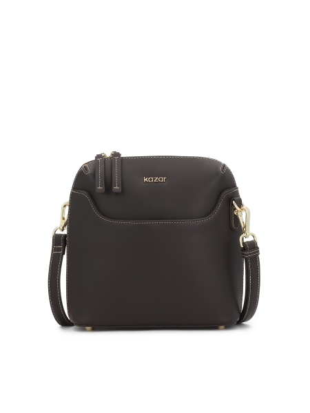 Sac à bandoulière en cuir marron foncé avec sangle amovible CARIN