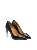 Talons aiguilles classiques en cuir grainé noir NEW LUCIANA
