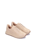 Baskets en cuir beige clair pour dames ZINNA
