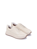 Baskets en cuir blanc cassé pour dames, de construction confortable ZINNA