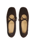 Ballerines en daim marron chocolat avec laçage KS AVRIL