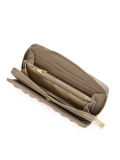 Grand portefeuille zippé en cuir de couleur taupe  ROLETTE