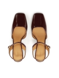 Escarpins semi-ouverts en cuir verni marron DARYA