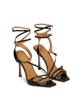 Sandales à lanières en cuir verni noir ALEXIS
