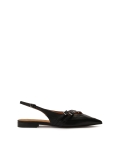 Escarpins plats en cuir noir AMY