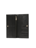 Portefeuille en cuir noir avec rabat LORETTA