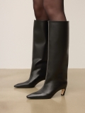 Bottes en cuir naturel noir avec tige à enfiler KS NORELI