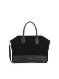 Sac à main en daim noir avec poignées et bandoulière AVIELLE