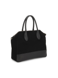 Sac à main en daim noir avec poignées et bandoulière AVIELLE