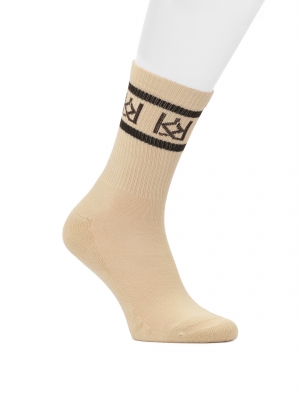 Chaussettes en coton beige avec monogrammes KAZAR
