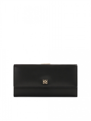 Portefeuille classique en cuir noir