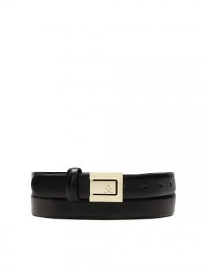 Ceinture noire étroite avec boucle intégrée