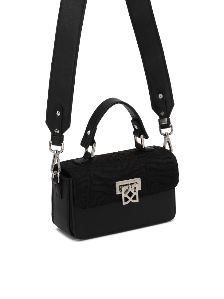 Sac à main en soie à motif zébré noir SIDE