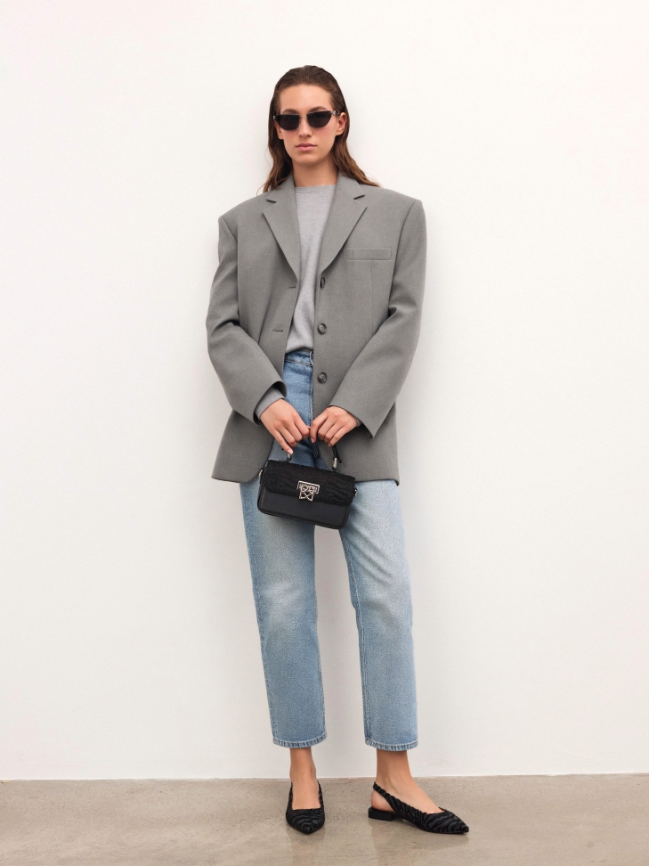 Sac à main en soie à motif zébré noir SIDE