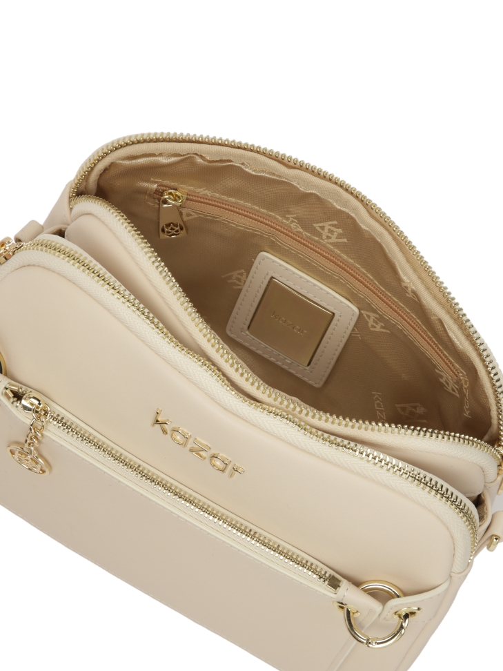 Sac à main à ceinture crème à trois compartiments RITA